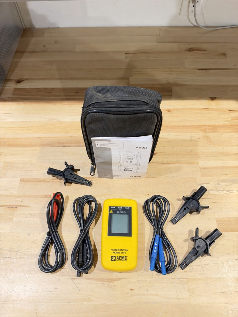 AEMC 6608 Phase Sequence Tester Digital, 40 to 850V AC, 15 Hz to 400 Hz, CAT III