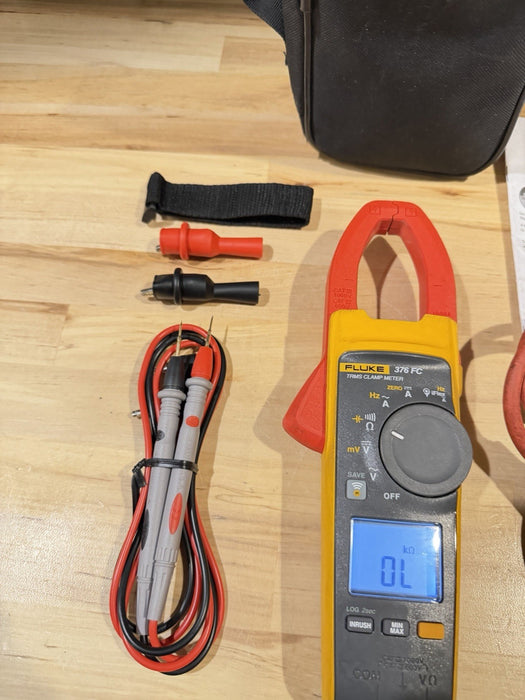 FLUKE 376FC WIRELESS TRUE RMS AC/DC CLAMP METER W/LEADS - SHIPS FAST