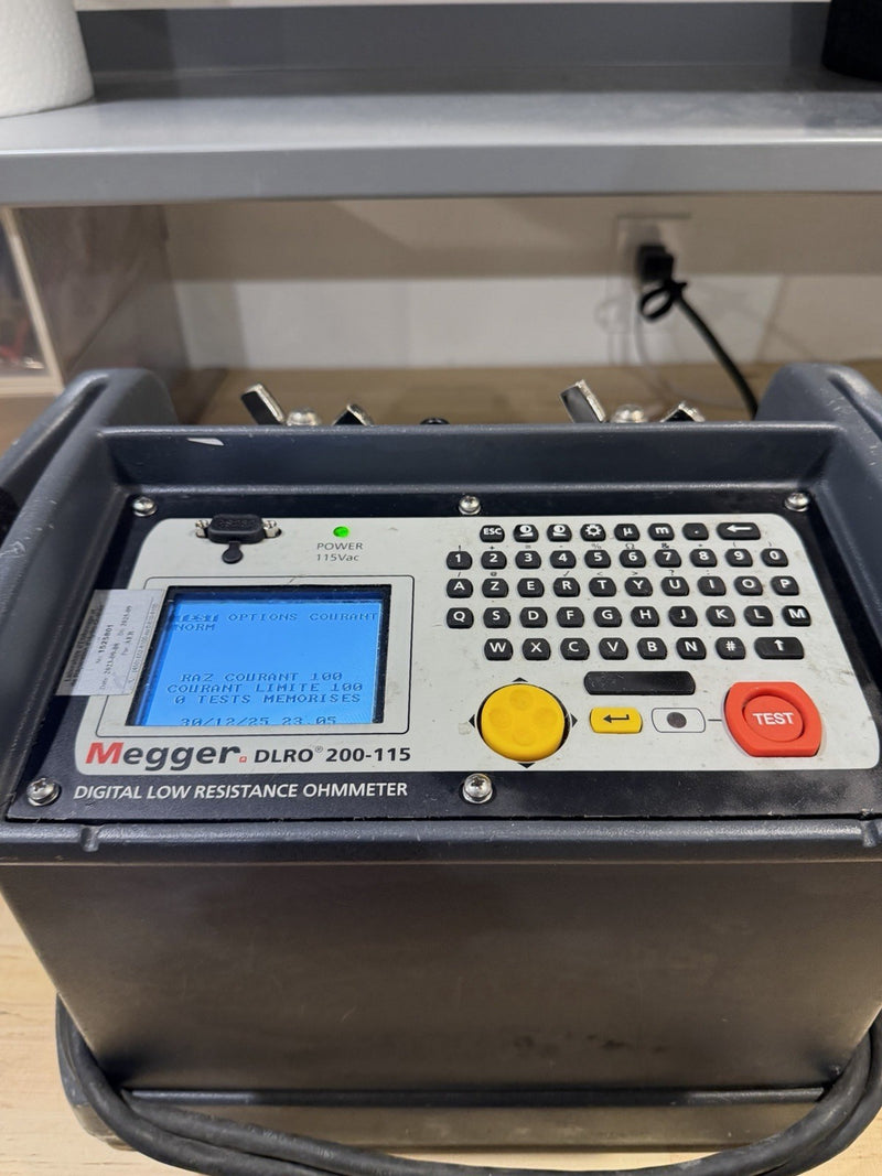 MEGGER DLRO 200-115 DIGITAL LOW RESISTANCE OHMMETER CALIBRATED 2025