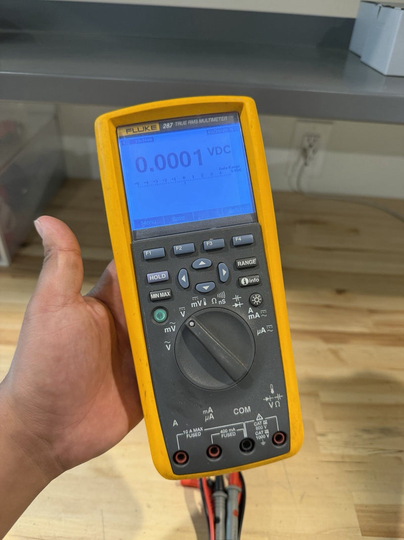 FLUKE 287 TRUE RMS ELECTRONIC LOGGING DIGITAL MULTIMETER WITH LEADS & CLIPS