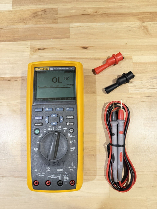 FLUKE 289 TRUE RMS ELECTRONIC LOGGING DIGITAL MULTIMETER W/ LEADS & CLIPS #8
