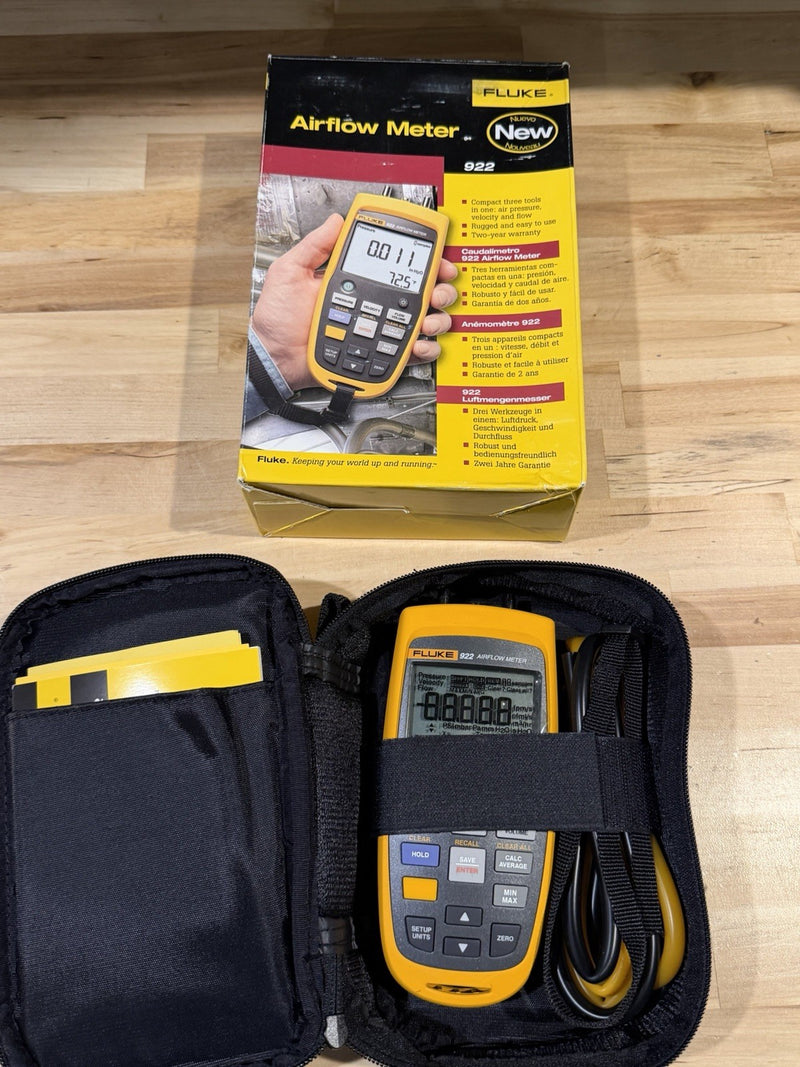 FLUKE 922 AIRFLOW METER WITH ACCESSORIES