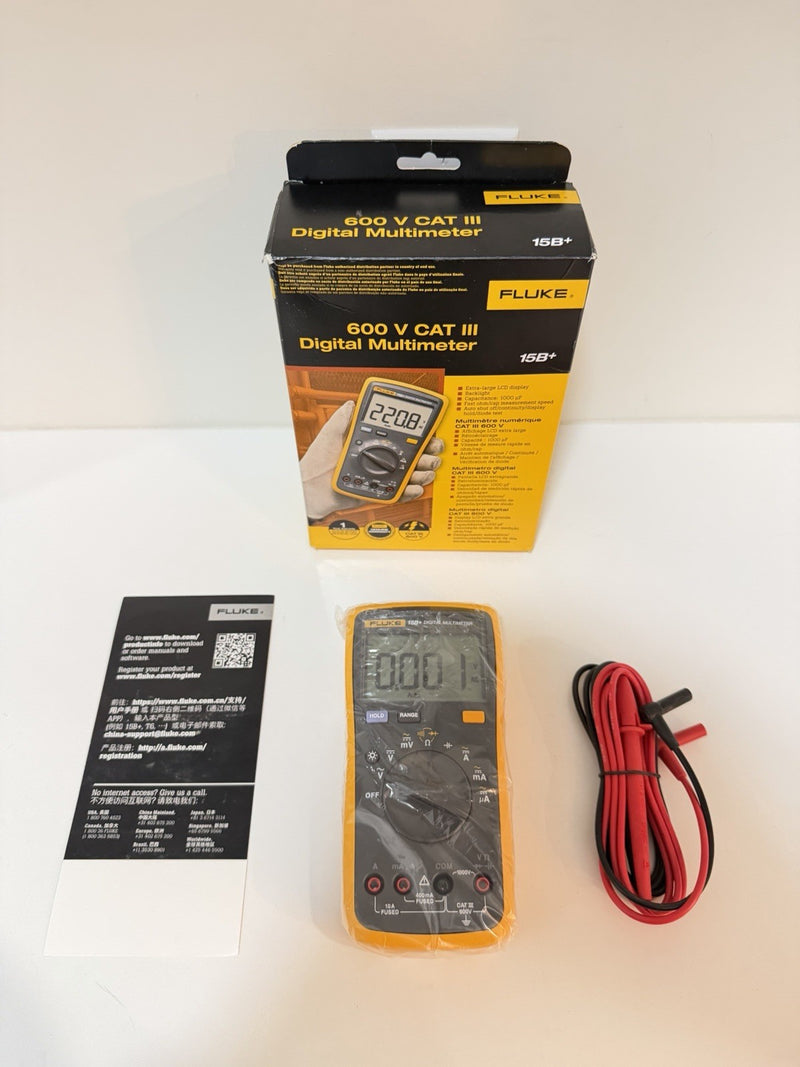 FLUKE 15B+ CAT III 600V DIGITAL MULTIMETER