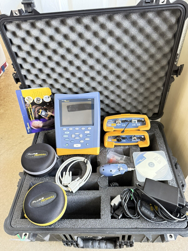 FLUKE NETWORKS OPTIFIBER OTDR KIT WITH 2 X OFTM-5732 MODULES TESTED