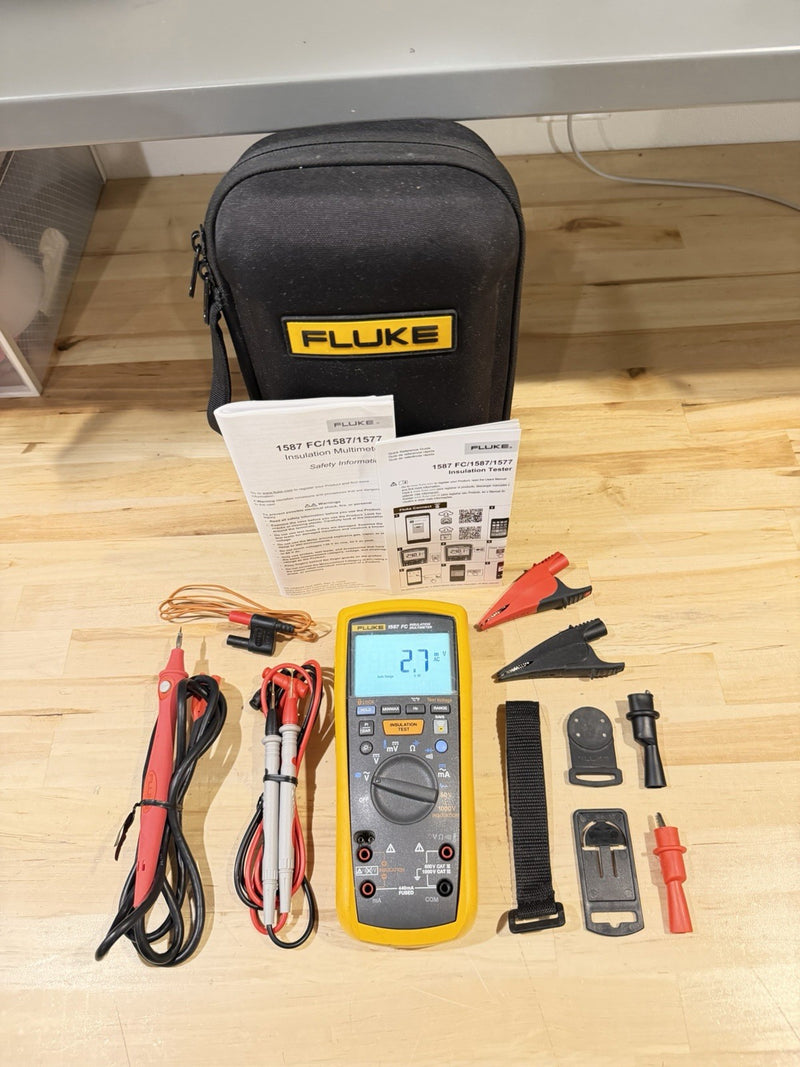 FLUKE 1587 FC 2 IN 1 HANDHELD DIGITAL INSULATION MULTIMETER W/ ACCESSORIES
