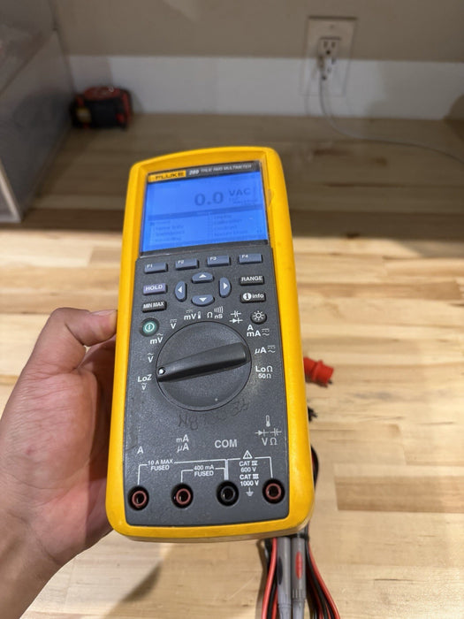 FLUKE 289 TRUE RMS ELECTRONIC LOGGING DIGITAL MULTIMETER W/ LEADS & CLIPS #9