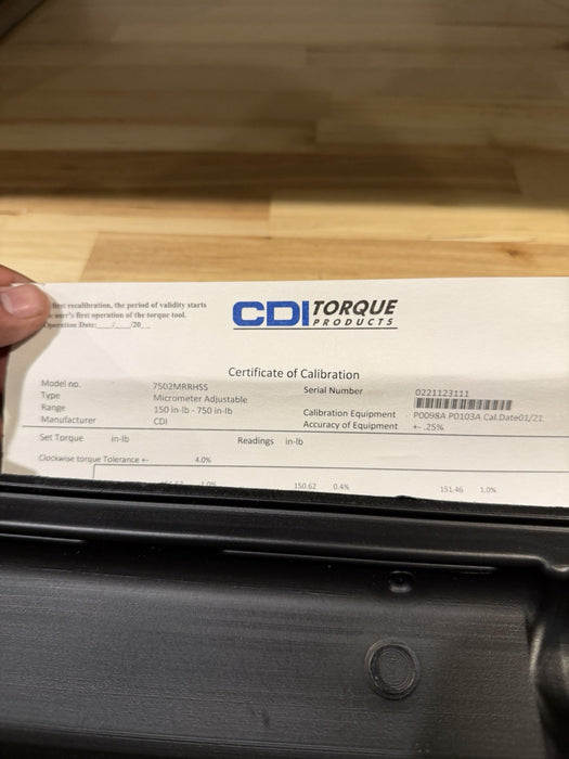 CDI 3/8 Drive Micrometer Torque Wrench Model 7502MRRHSS 100-750 In/Lb W Case USA
