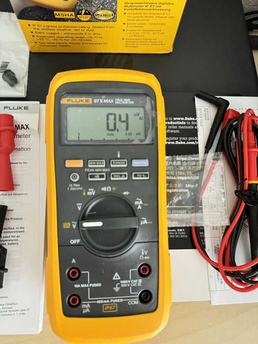 Fluke 87V-MAX Industrial True RMS Mulitmeter Fluke W/ Leads & Clips