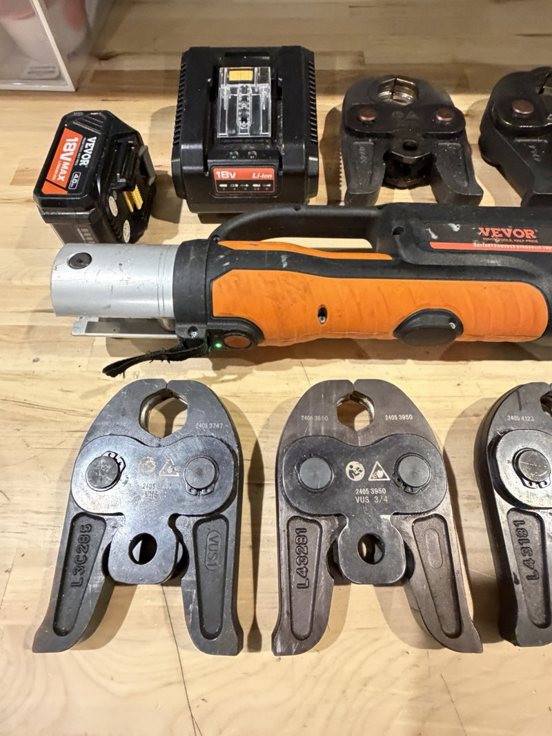 VEVOR PRESS TOOL 18V 32KN ELECTRIC PIPE CRIMPING TOOL 1/2" TO 2" COPPER