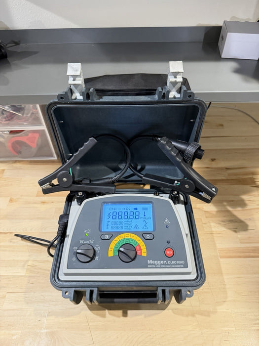 MEGGER DLRO10HD DIGITAL LOW RESISTANCE OHMETER WITH PROBES & CHARGER TESTED