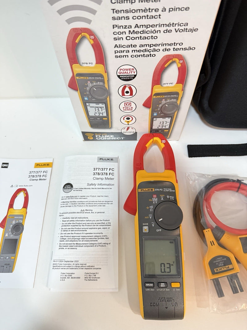 FLUKE 378 FC NON-CONTACR VOLTAGE CLAMP METER CALIBRATED 2026