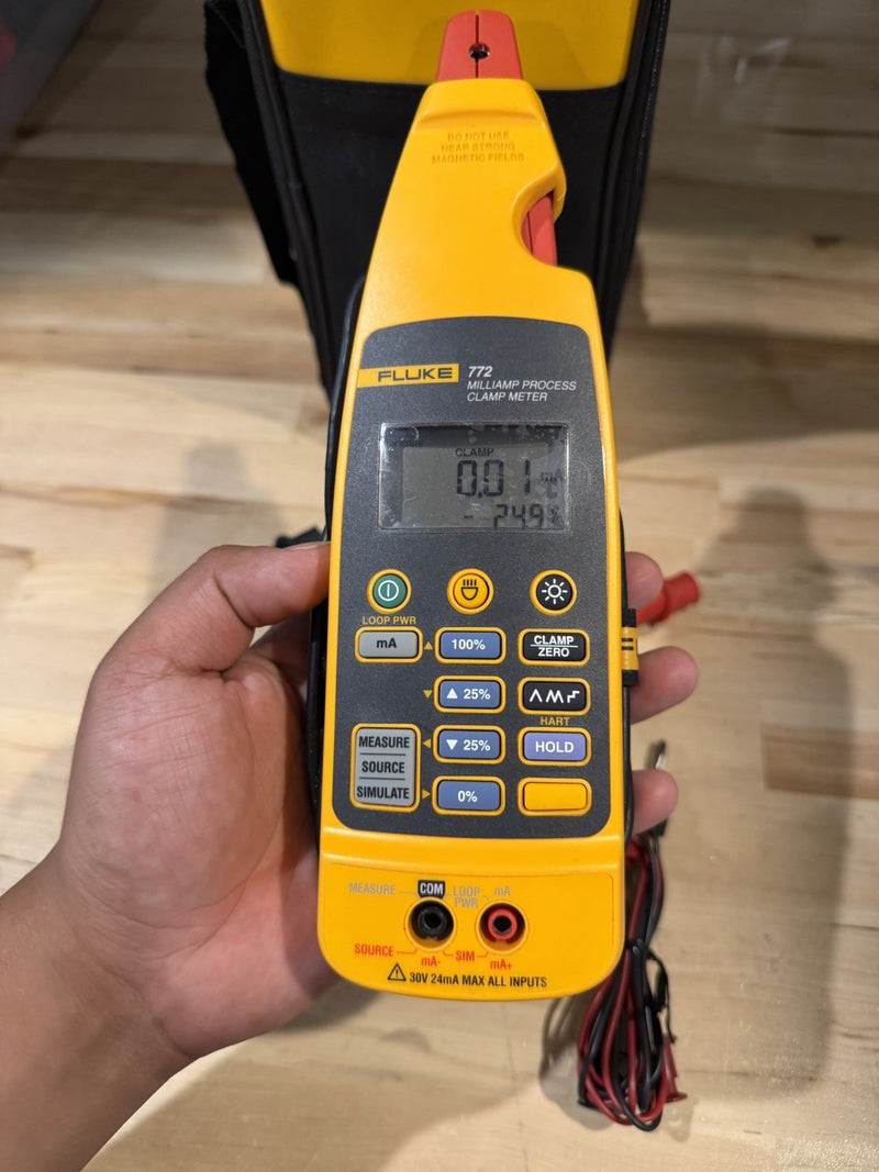 FLUKE 772 MILLIAMP PROCESS CLAMP WITH LEADS & CLIPS TESTED