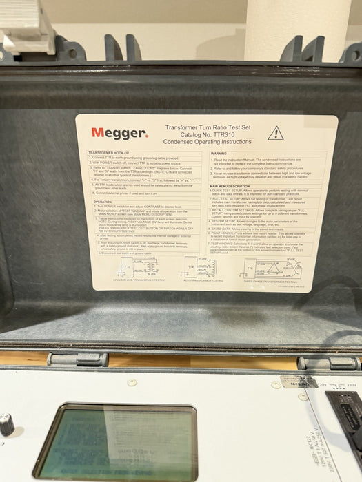 MEGGER TTR310 THREE PHASE TRANSFORMER TURNS RATIO TESTER TESTED