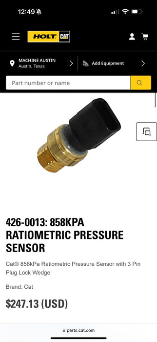 CAT 426-0013 858KPA RATIOMETRIC PRESSURE SENSOR (NEW GENUINE OEM)