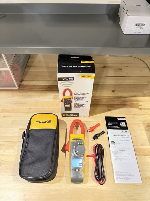 FLUKE 374 FC TRMS CLAMP METER WITH LEADS & CLIPS TESTED