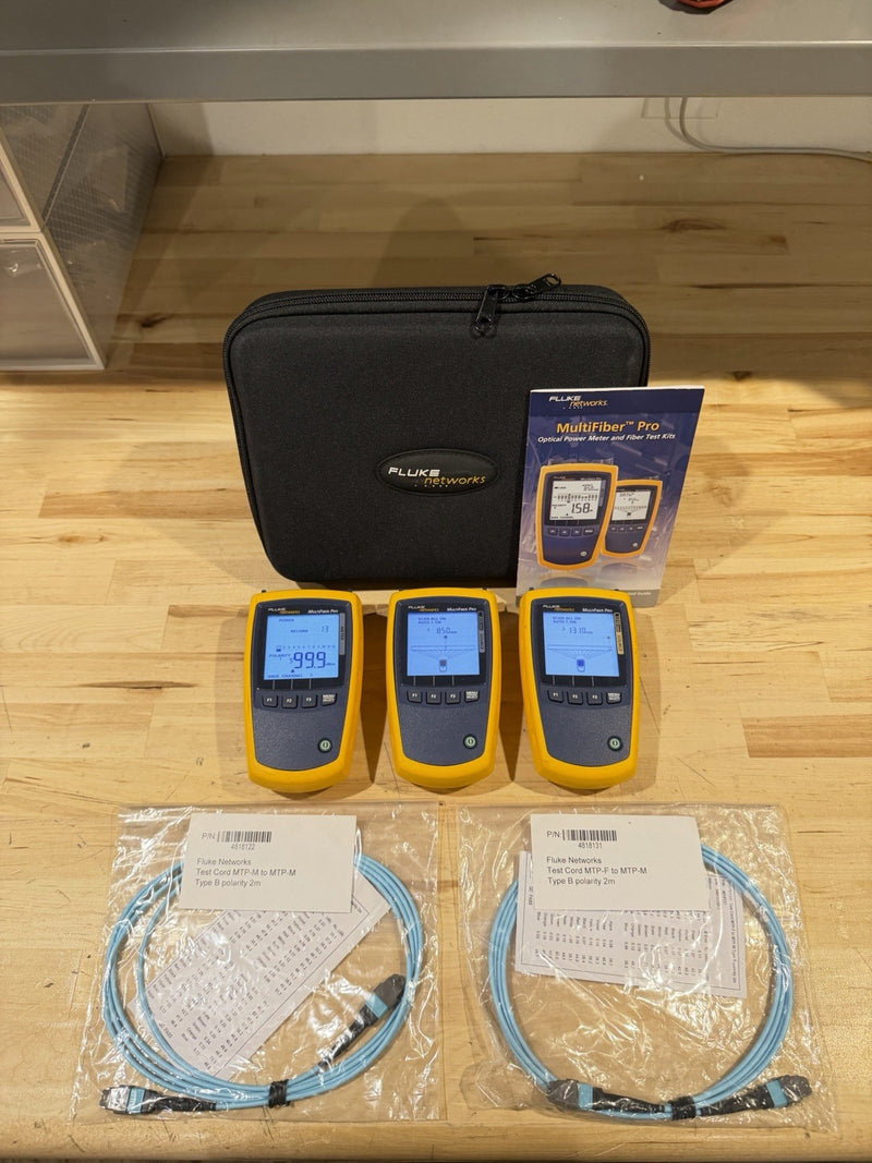 FLUKE NETWORKS MFTK MM-850/SM-1310 MULTIFIBER PRO MPO FIBER LOSS TEST KIT TESTED