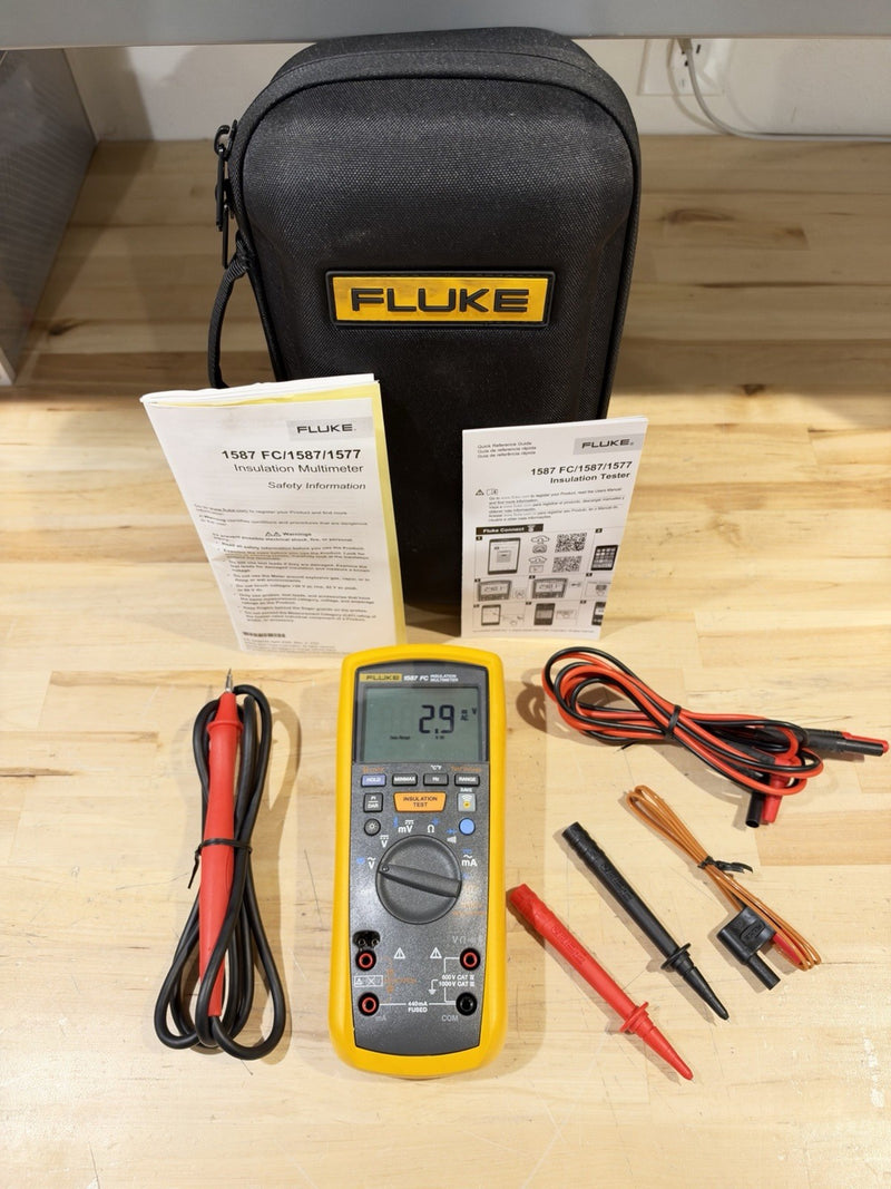 FLUKE 1587 FC 2 IN 1 HANDHELD DIGITAL INSULATION MULTIMETER W/ ACCESSORIES