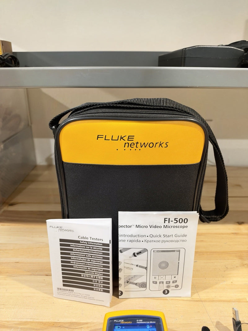 FLUKE NETWORKS FI-500 FIBER-INSPECTOR MICRO KIT W/  ACCESSORIES (TESTED)