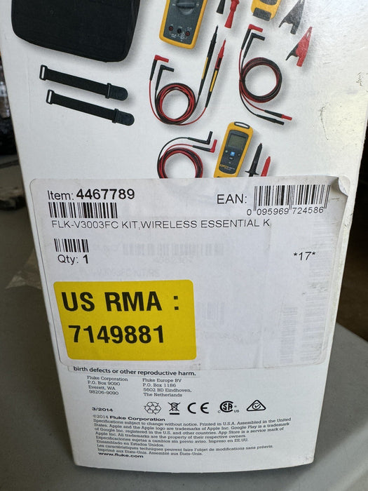 Fluke V3003 FC KIT FC Wireless Kit With DMM, AC+DC Voltage Modules - NEW