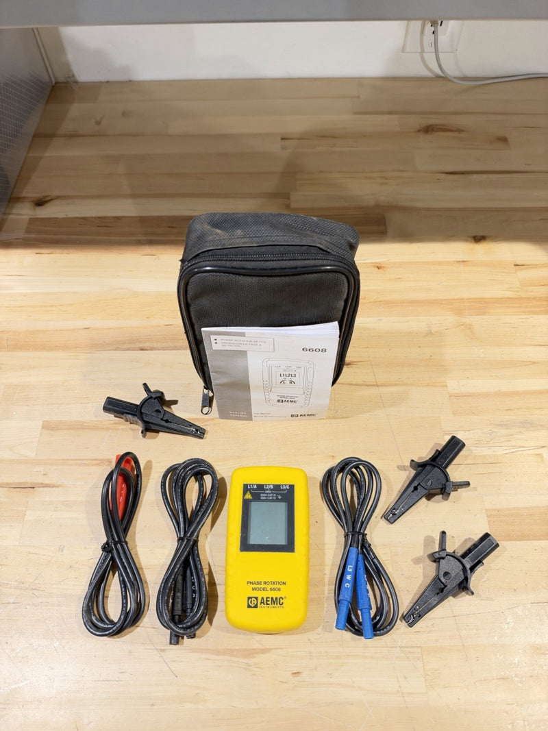 AEMC 6608 Phase Sequence Tester Digital, 40 to 850V AC, 15 Hz to 400 Hz, CAT III