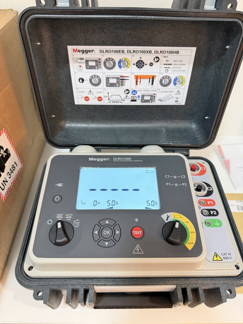 MEGGER DLRO100EB DIGITAL LOW RESISTANCE OHMMETER (NEW FACTORY SEALED) CAL 2026