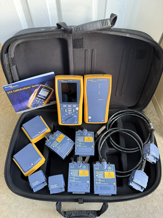 FLUKE NETWORKS DTX-1800 CABLE ANALYZER W/DTX-SFM2 DTX-MFM2 DTX-PLA002 (TESTED)
