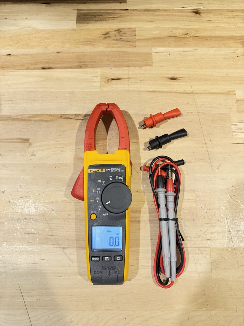 FLUKE 376 AC/DC TRUE RMS WIRELESS CLAMP METER W /LEADS & CLIPS -SHIPS FAST