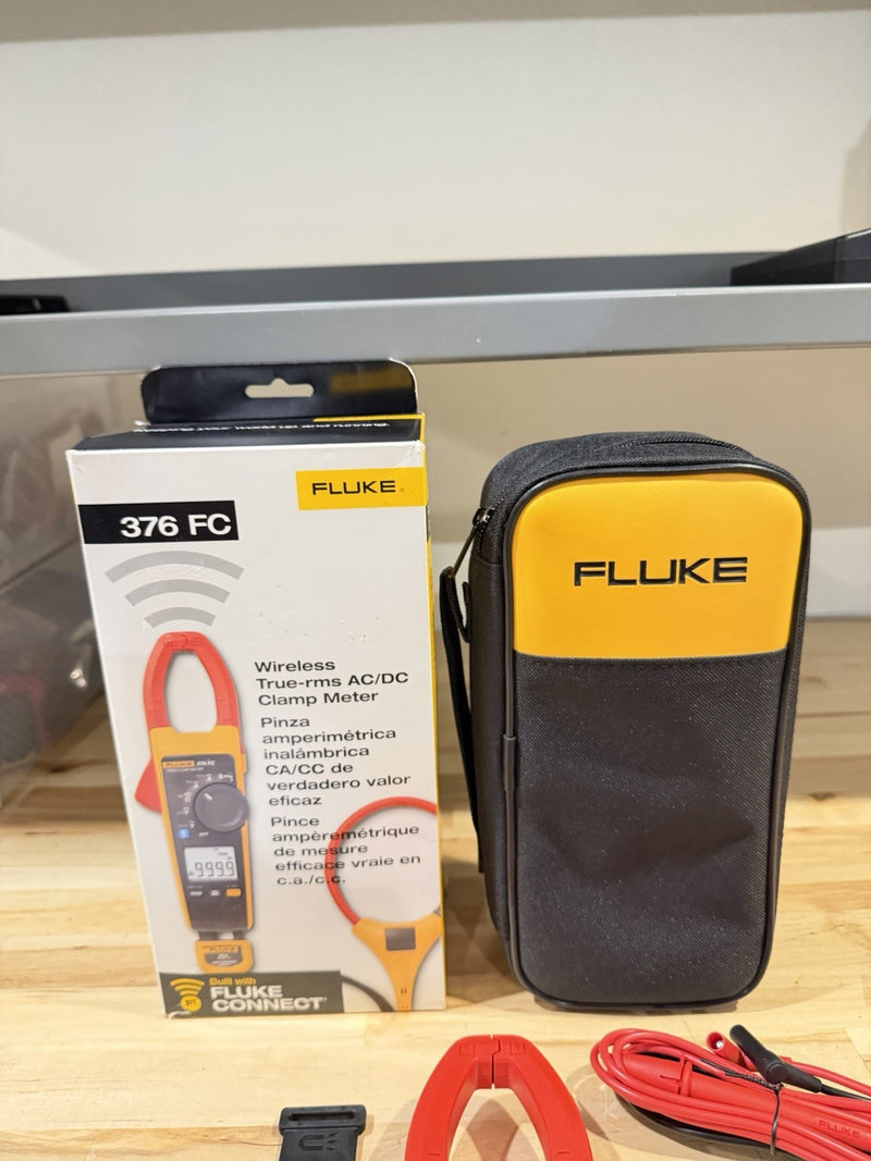 FLUKE 376FC WIRELESS TRUE RMS AC/DC CLAMP METER W/LEADS - SHIPS FAST NEW