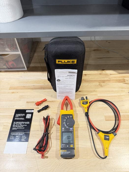 FLUKE 393 FC CAT III 1500V TRMS CLAMP METER WITH IFLEX PROBE & LEADS TESTED