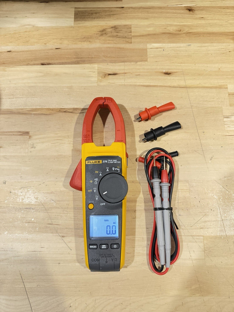 FLUKE 376 AC/DC TRUE RMS WIRELESS CLAMP METER W /LEADS & CLIPS -SHIPS FAST