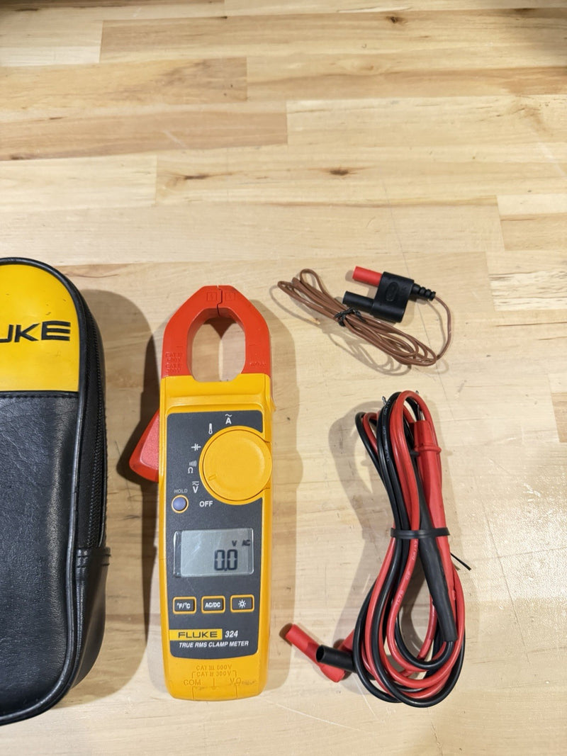 FLUKE 324 TRUE-RMS CLAMP METER WITH LEADS & CASE