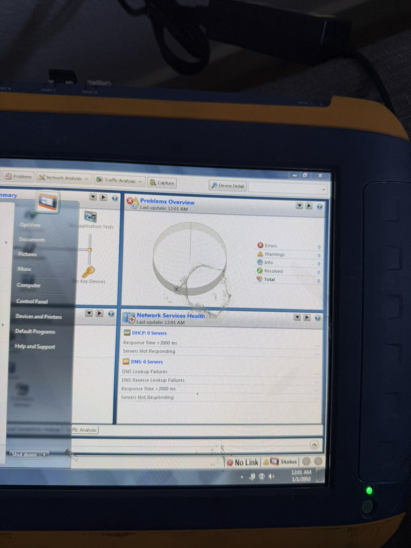 FLUKE NETWORKS OPTIVIEW XG NETWORK ANALYZER TABLET
