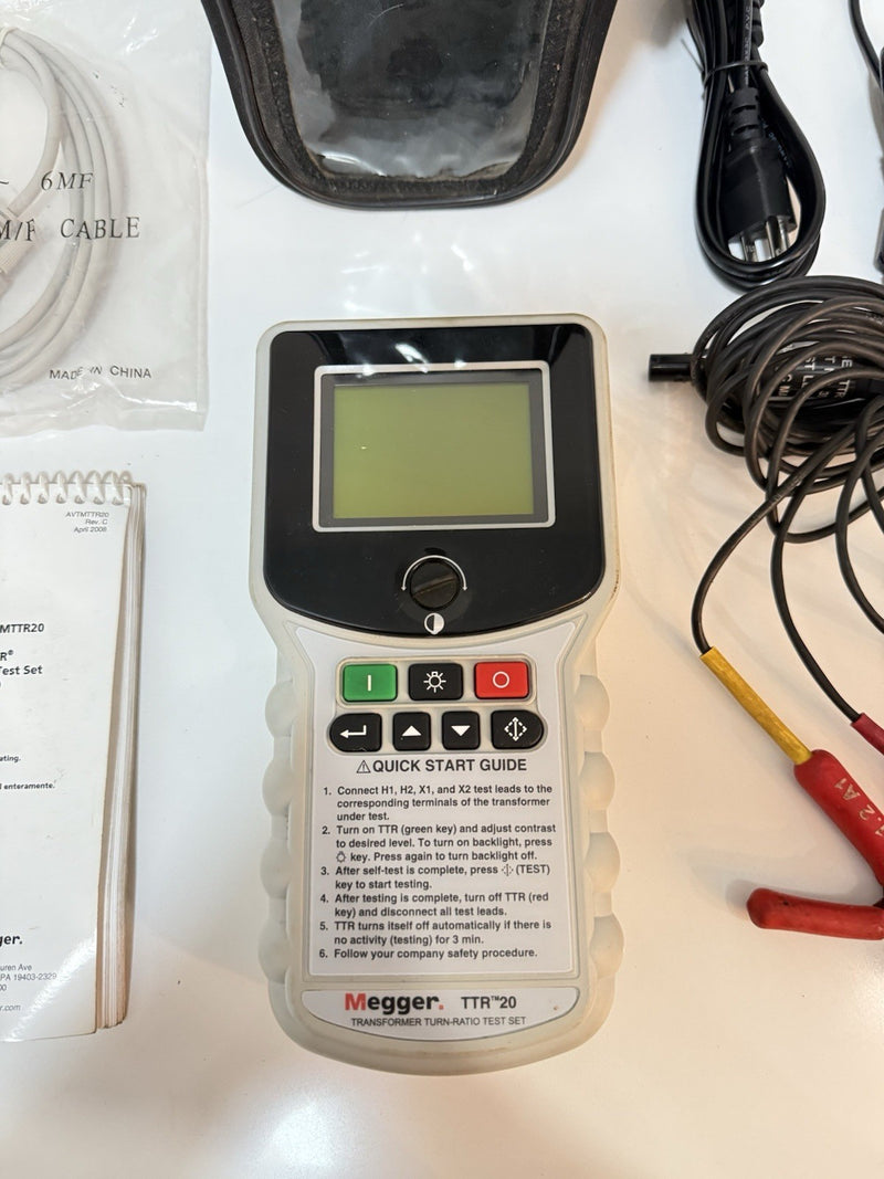 MEGGER TTR20 TRANSFORMER TURN-RATIO TEST SET WITH LEADS & BAG