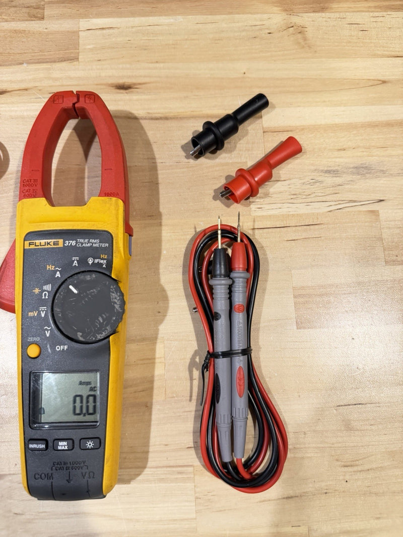 FLUKE 376 AC/DC TRUE RMS WIRELESS CLAMP METER WITH LEADS & CLIPS