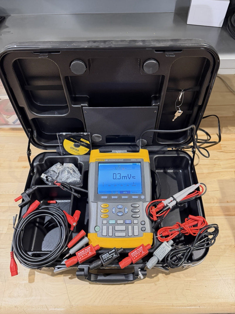 FLIKE 199C 200MHZ 2.5GS/s SCOPEMETER COLOR W/ ACCESSORIES (TESTED) SHIPS FAST