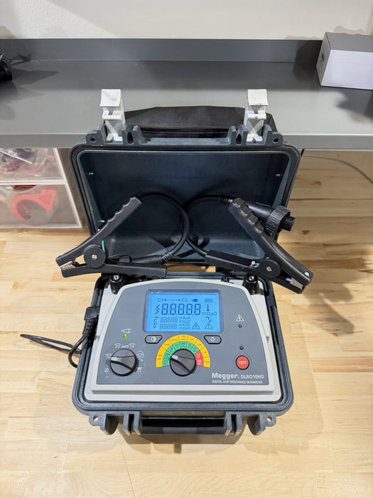 MEGGER DLRO10HD DIGITAL LOW RESISTANCE OHMETER WITH PROBES & CHARGER TESTED