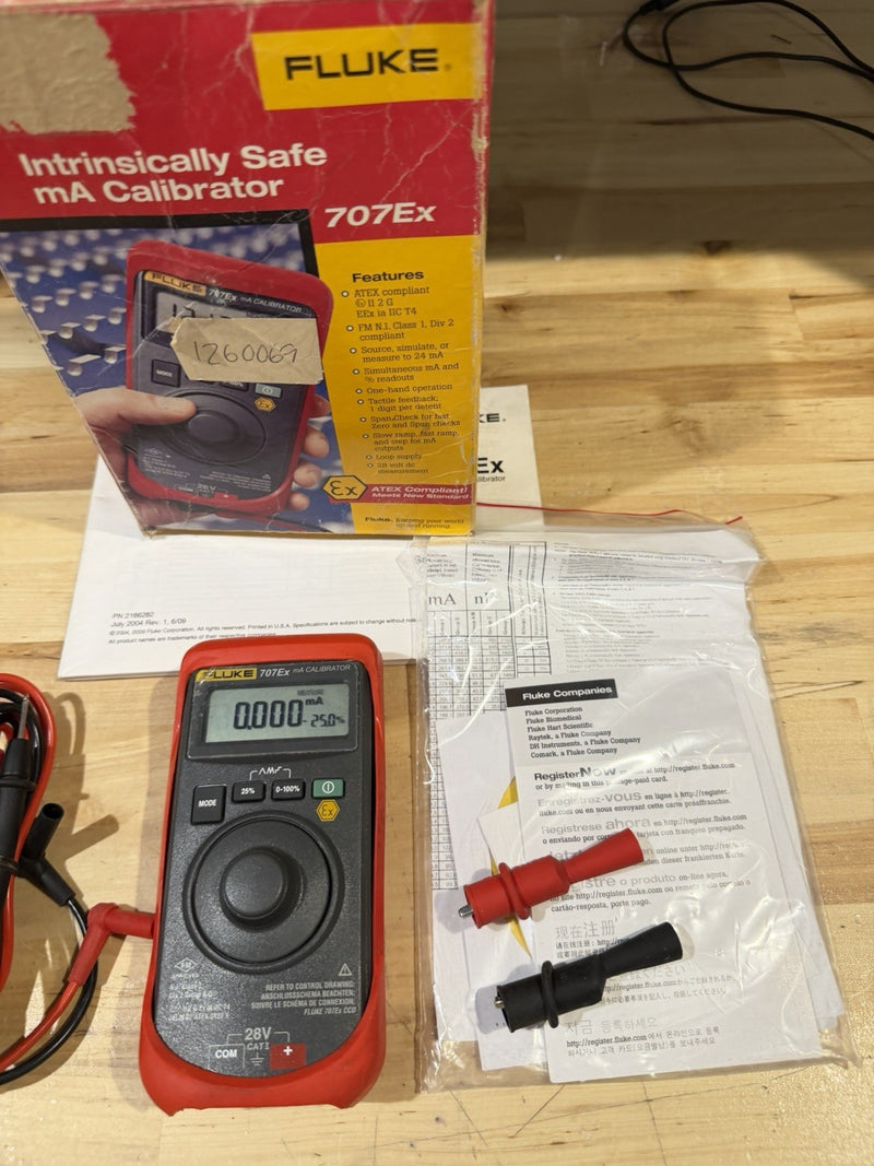 FLUKE 707EX MA CALIBRATOR W/ LEADS & MANUAL (TESTED) FREE SHIPPING