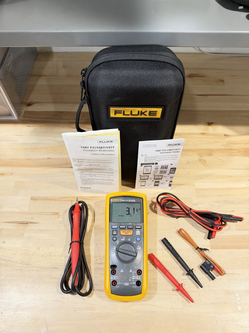 FLUKE 1587 FC 2 IN 1 HANDHELD DIGITAL INSULATION MULTIMETER W/ ACCESSORIES