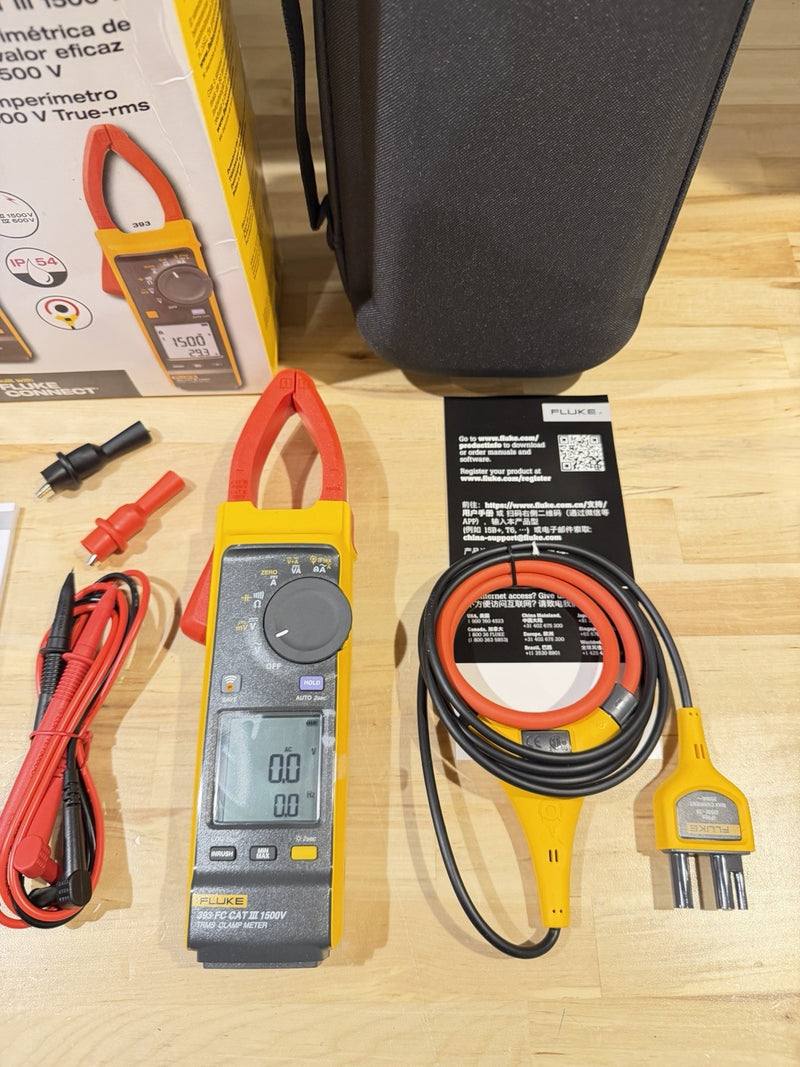 FLUKE 393 FC CAT III 1500V TRMS CLAMP METER WITH IFLEX PROBE & LEADS