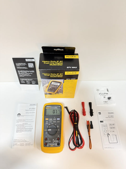 FLUKE 87V MAX TRUE RMS MULTIMETER WITH LEADS & CLIPS NEW SEALED