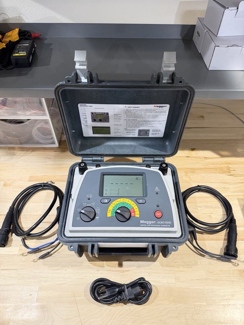 MEGGER DLRO10HD DIGITAL LOW RESISTANCE OHMETER WITH PROBES & CHARGER TESTED