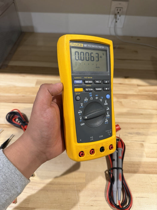 FLUKE 187 TRUE RMS MULTIMETER KIT W/ LEADS & CLIPS (TESTED) SHIPS FAST