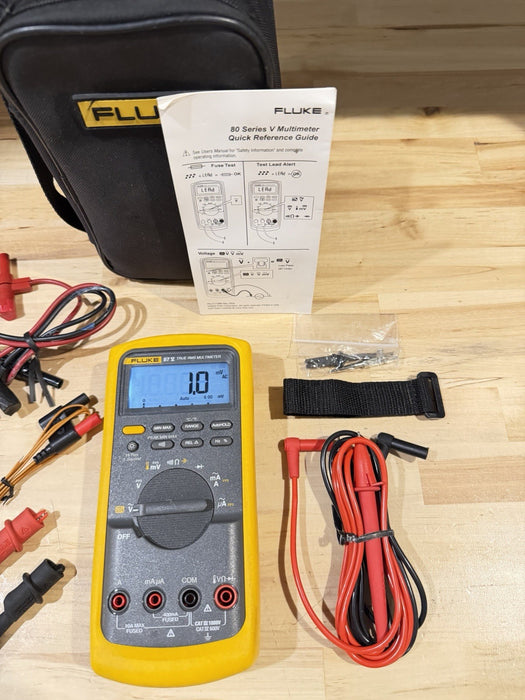 FLUKE 87V TRUE RMS MULTIMETER KIT W/ LEADS (TESTED) SHIPS FAST