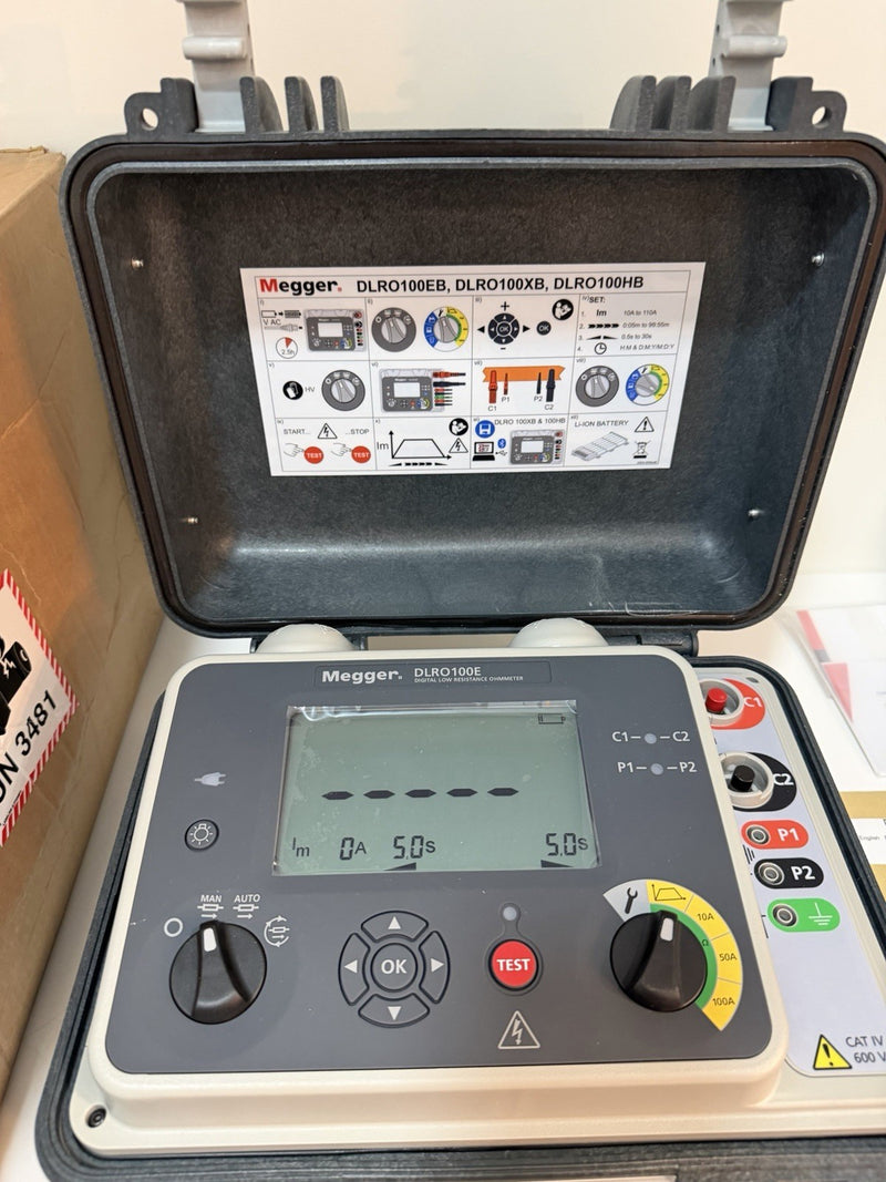 MEGGER DLRO100EB DIGITAL LOW RESISTANCE OHMMETER (NEW FACTORY SEALED) CAL 2026