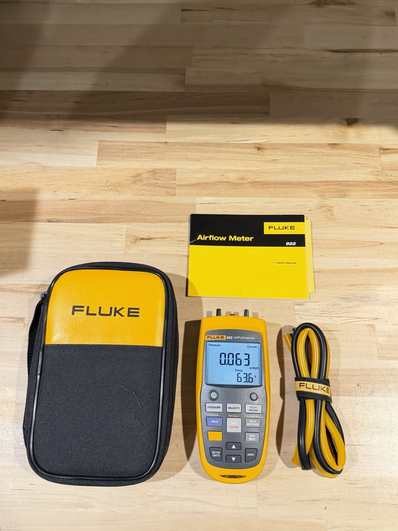 FLUKE 922 AIRFLOW METER WITH ACCESSORIES