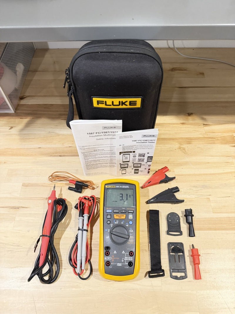 FLUKE 1587 FC 2 IN 1 HANDHELD DIGITAL INSULATION MULTIMETER W/ ACCESSORIES