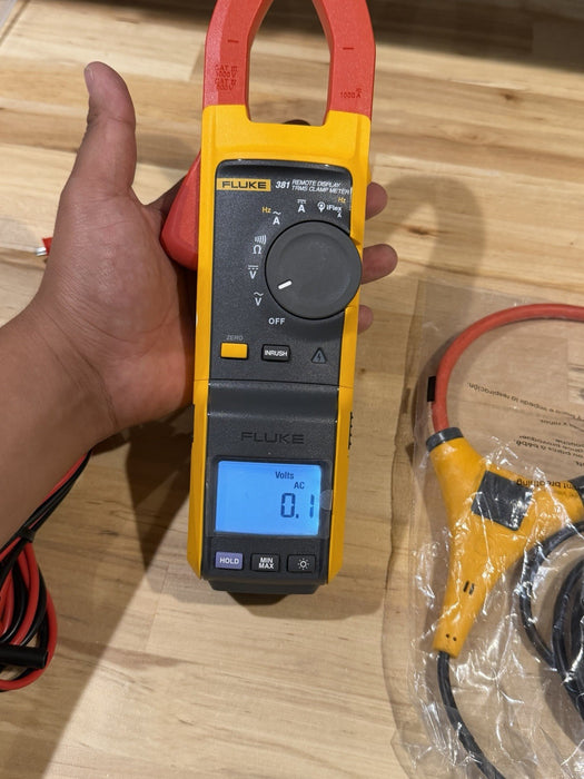 FLUKE 381 REMOTE DISPLAY TRMS CLAMP METER WITH ACCESSORIES TESTED