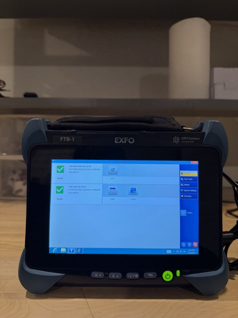 EXFO FTB-1 720C-Q1-EA-EI OTDR & FTB-945-ICERT-Q1-EA-EI OLTS WITH FIP-435B TESTED