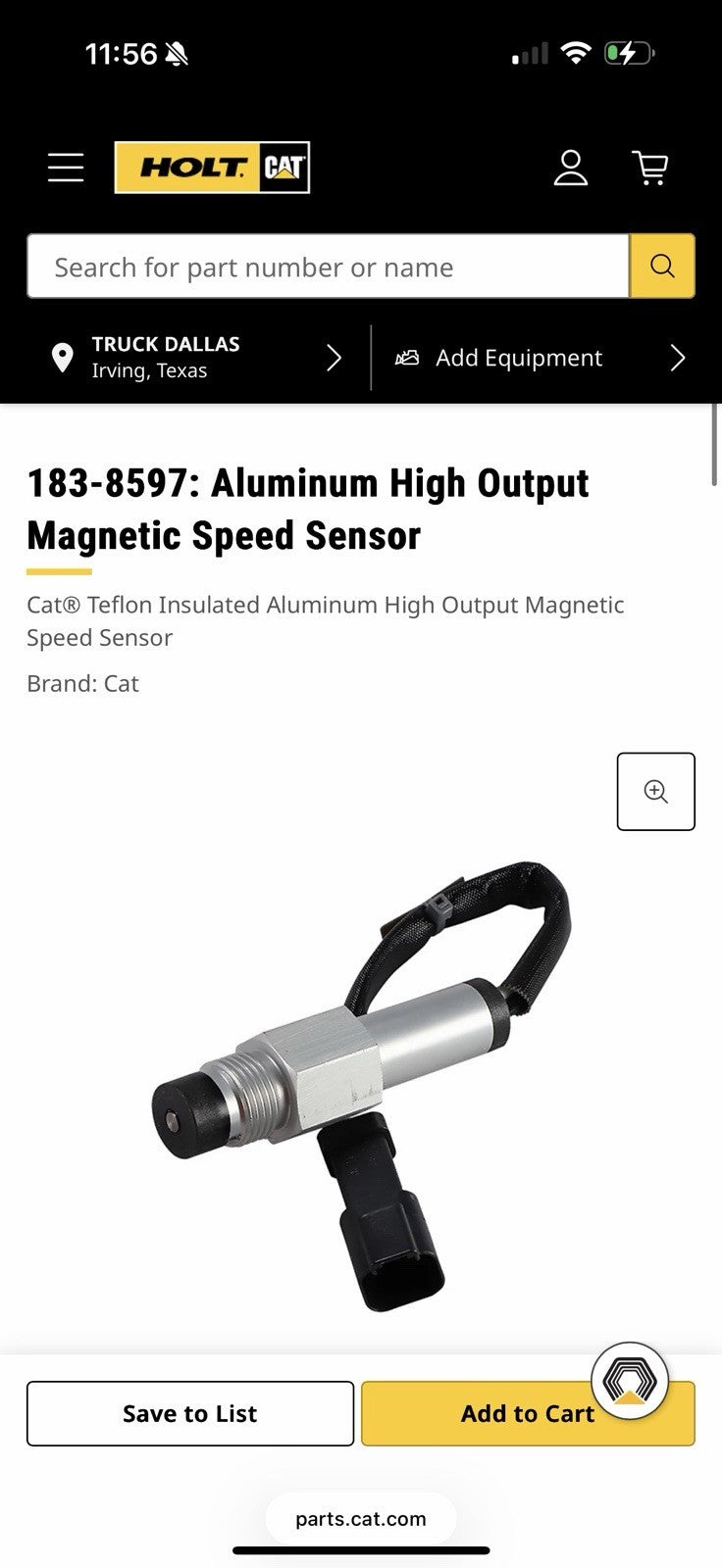 CAT 183-8597 ALUMINUM HIGH OUTPUT MAGNETIC SPPED SENSOR