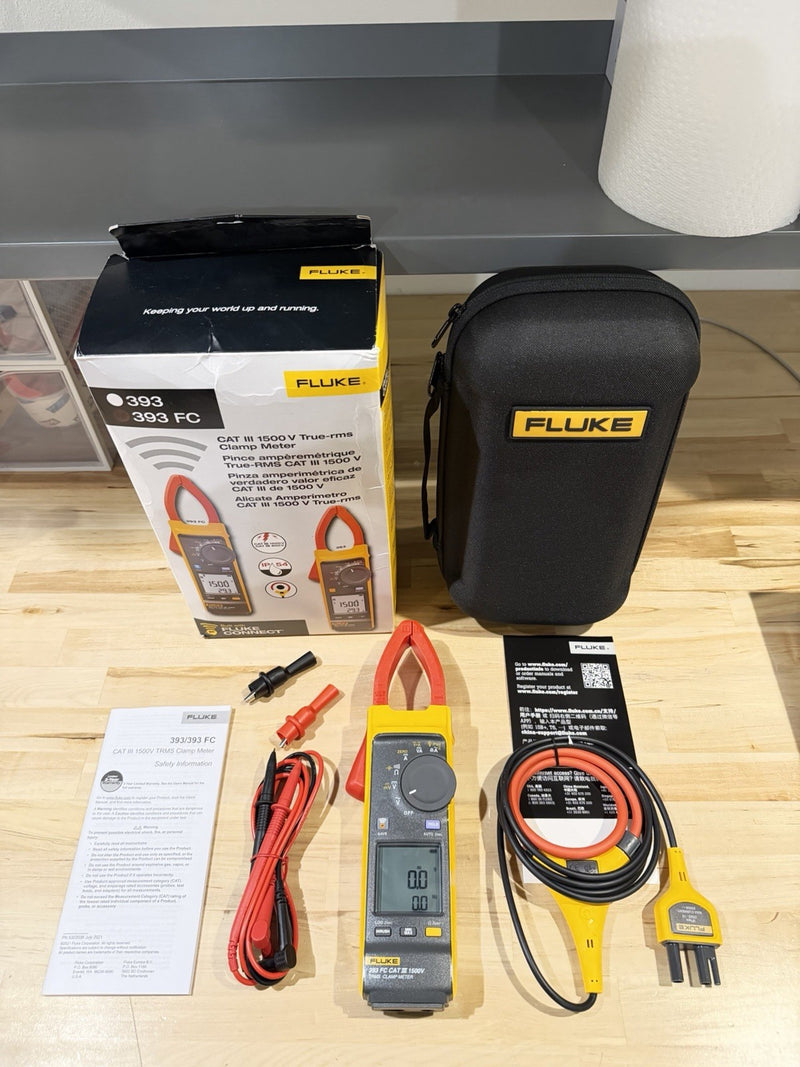 FLUKE 393 FC CAT III 1500V TRMS CLAMP METER WITH IFLEX PROBE & LEADS